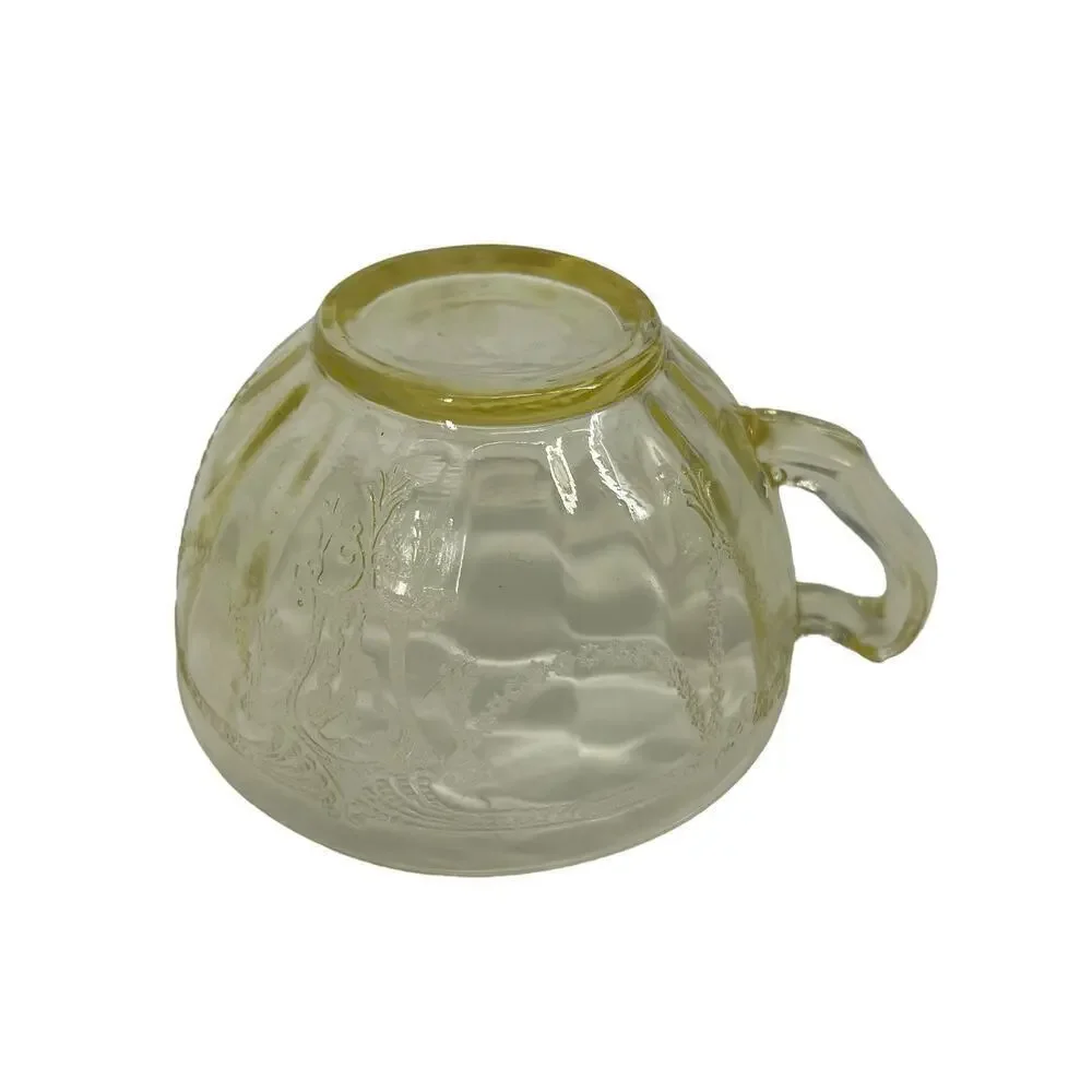 VTG Anchor Hocking Cameo Ballerina‎ Depression Glass Plates Teacup Yellow